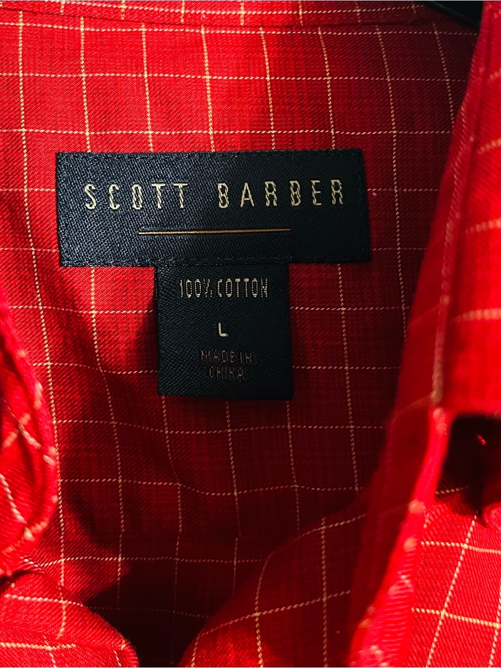 Scott Barber Men's Red Windowpane Cotton Button-Down Shirt